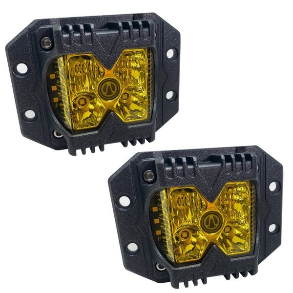 Race Sport 40-Watt LED Auxiliary Flush Mount Light with Amber Side Strobe PR RS02FMA